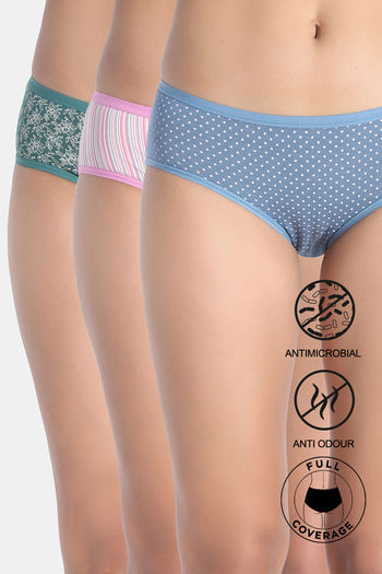 Buy Zivame Low Rise Full Coverage Hipster Panty (Pack of 3) - Multicolor